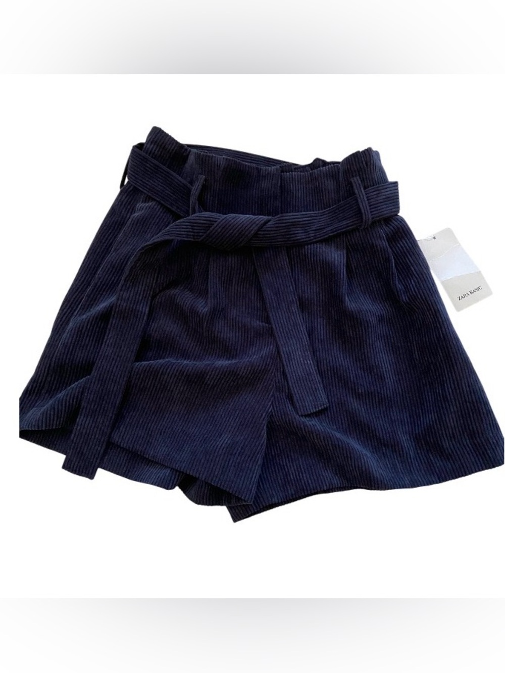 Zara Navy Corduroy Tie-Waist Women’s Shorts size M NWT